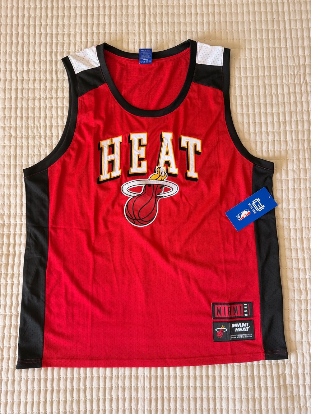 NBA Red Jersey with Black Trim and Blue Size Tag